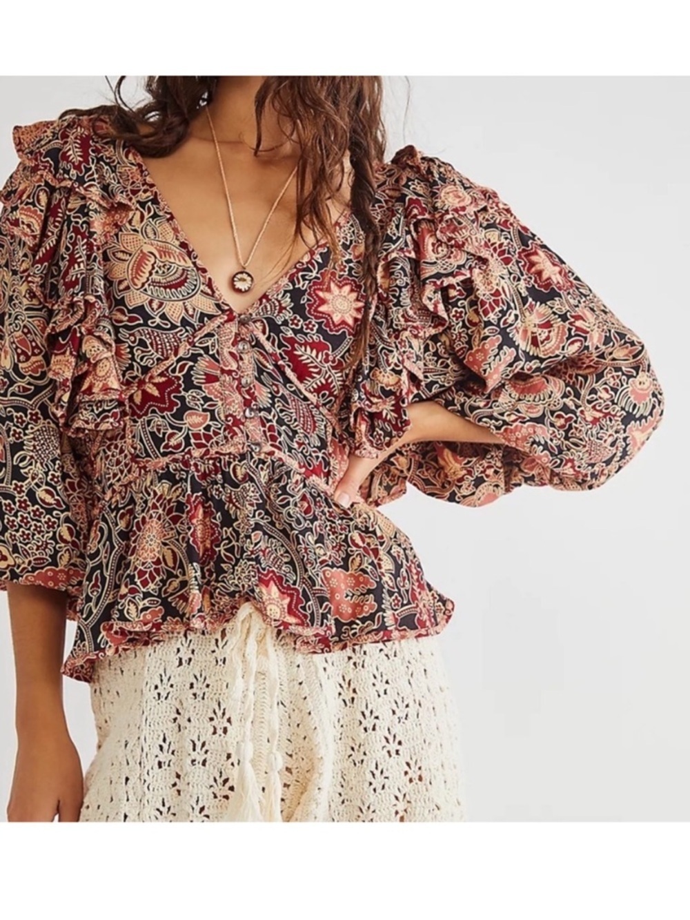 Anthropologie Love The Label Jaipur Flowy Blouse- Size XS